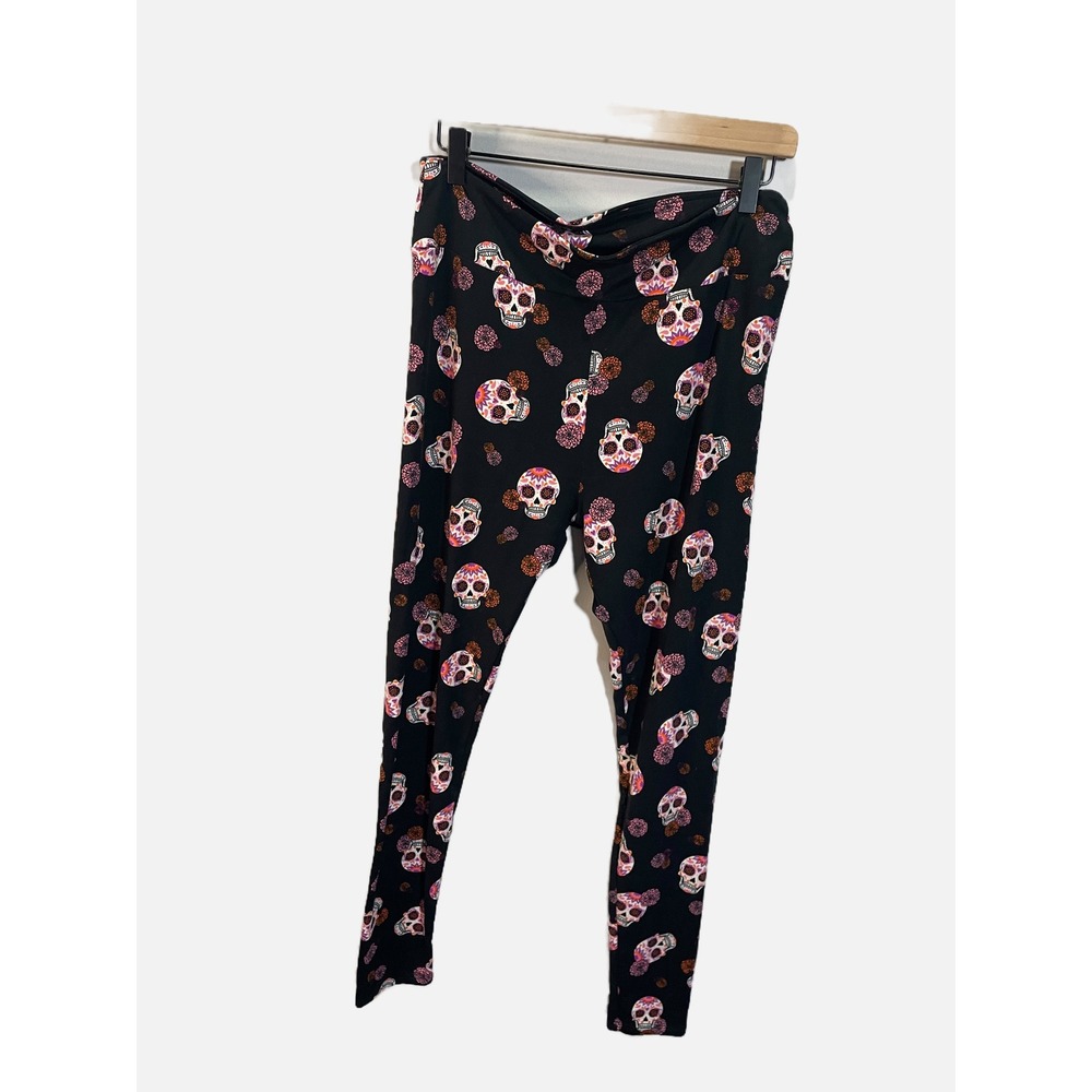 LuLaRoe Leggings Women TC Black Sugar Skull Day of the Dead Halloween Gothic - Picture 2 of 4